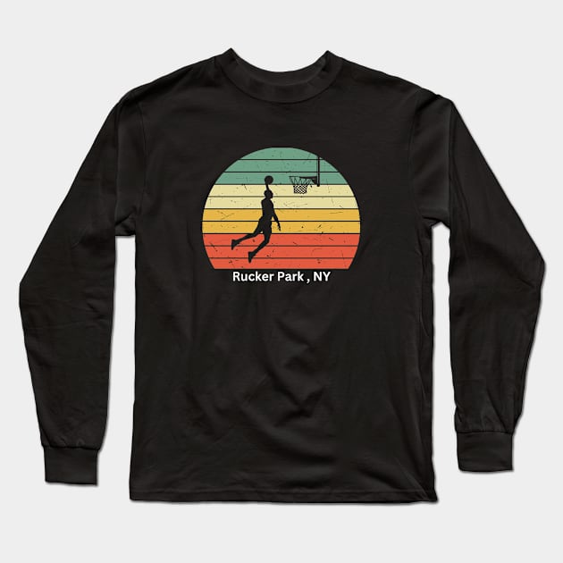 Celebration of Basketball in Rucker Park, NY Long Sleeve T-Shirt by Hayden Mango Collective 